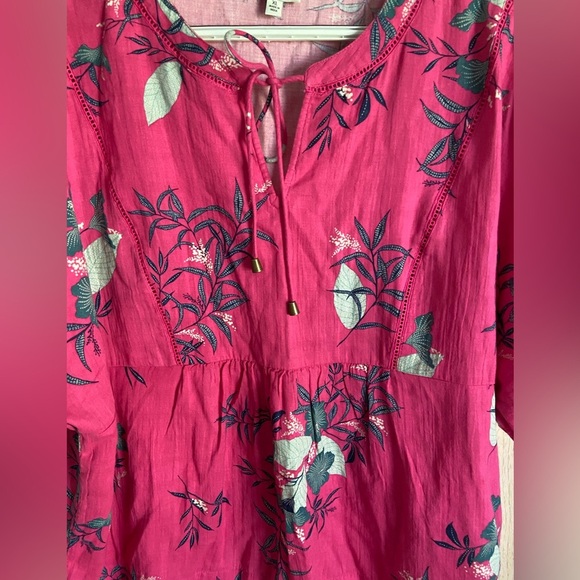 Wonderly Relaxed Gauze Peasant Top in Pink Dotty floral Sz XL - Picture 2 of 9